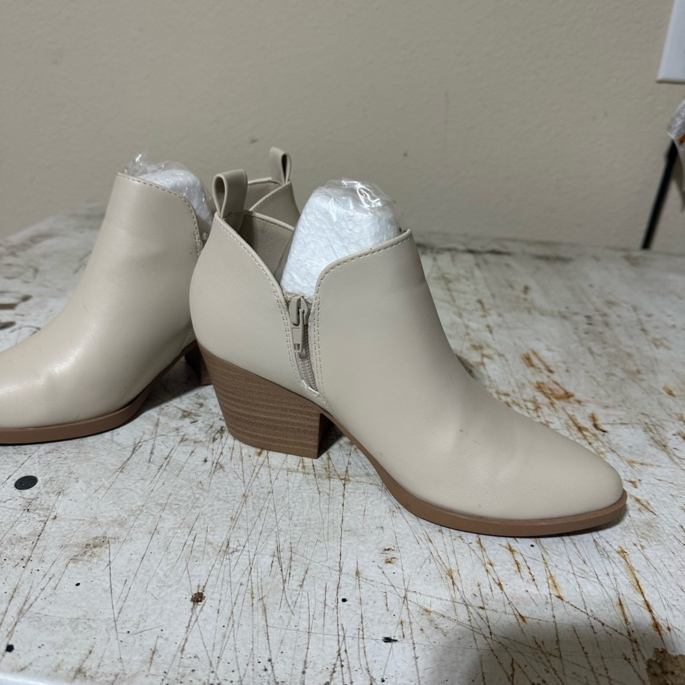 Cream ankle cut boots